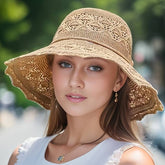 Women’S Wide-Brim Sun Hat – Foldable Elegance With Uv Protection