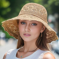 Women’S Wide-Brim Sun Hat – Foldable Elegance With Uv Protection
