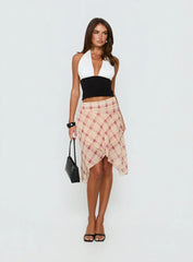 Natana Asymmetrical Midi Skirt Multi Check