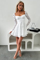 Tate Long Sleeve Lace Dress - White