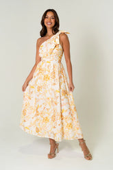 Amber One Shoulder Print Midi Dress
