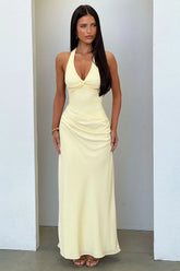 Sable Halter Neck Lace Maxi Dress - Yellow
