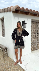 Delainey Mini Dress - Black/Beige