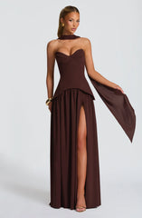 Vietta Maxi Dress - Plum Brown