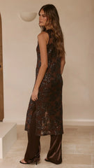 Valencia Sequin Maxi Dress - Brown