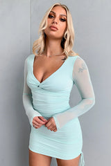 Cindus Long Sleeve Dress- Teal
