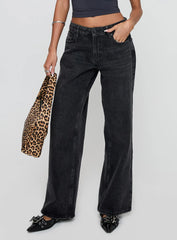 Serenitia Mid Rise Straight Leg Jeans Washed Black Petite