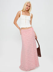 Youthful Spirit Lace Maxi Skirt Pink