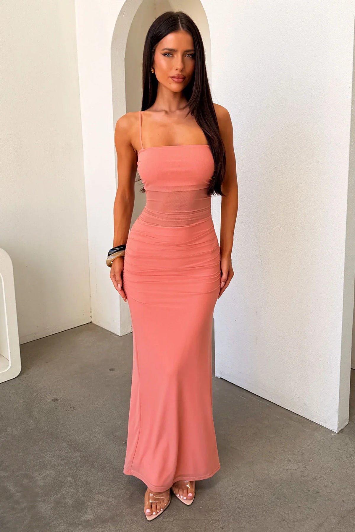 Camille Ruched Maxi Dress - Blush