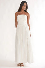 Adalynne Strapless Bow Back Maxi Dress White