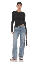 Shimmer Asymmetrical Top In Black