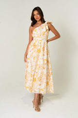 Amber One Shoulder Print Midi Dress