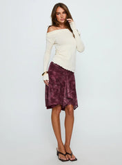 Esmeray Midi Skirt Mesh Tonal Paisley Plum