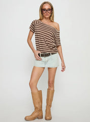 Icon Baby Off Shoulder Top Brown Stripe