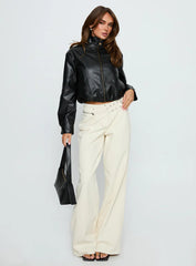 Monay Faux Leather Jacket Black