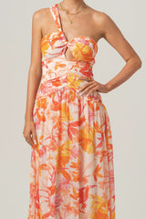 Samara One-Shoulder Midi Dress - Tropical Print