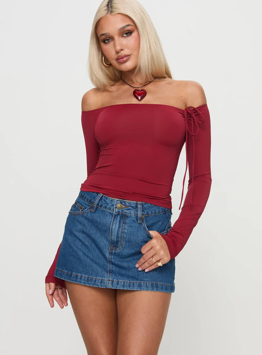 Nicolina Low Rise Denim Mini Skirt Light Wash Tall