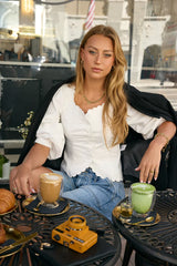 Yara Button Down Top In White