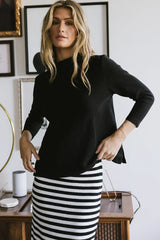 Textured Mock Neck Top In Black Final Sale