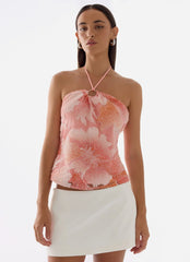 Julienne Beaded Top Coral