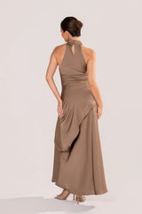 Petrea Satin Asymmetrical Halter Top & Skirt Set