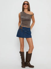 Indie Tie Up Mini Skirt Mid Wash