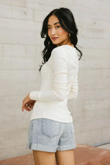 Emmilianne Ribbed Top In Cream