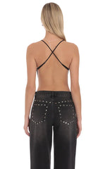 Elvion Drape Halter Top In Black
