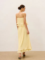 Pleated Layered Ruffle Skirt Set