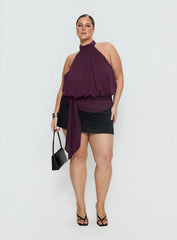 Faythe High Neck Tie Top Berry Curve