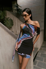 Daisie Chiffon Mini Dress - Multi Fluid Reverie Print