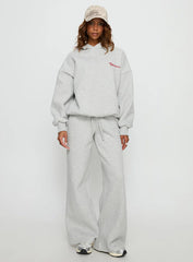 Princess Polly Stargirl Wide Leg Sweat Pants Grey Marle