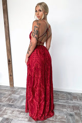 Scarlett Halter Maxi Dress - Burgundy