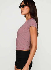 Lex Top Maroon Stripe