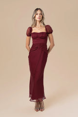 Simone Puff Sleeve Midi Dress