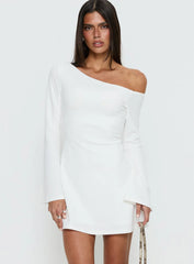 Adrietta Long Sleeve Off Shoulder Mini Dress White