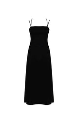 Lila Black Midi Dress With Cross-Back Ties