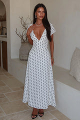 Sora Midi Dress - White Polka