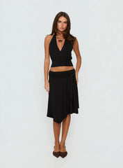 Arabele Halter Wrap Top Black