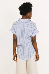 Topanga Striped Button Up In Blue Final Sale