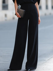 Draped Boat Neck Top And Wide Leg Pants Set