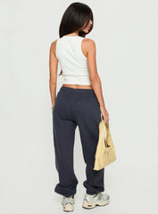 Caspa Dream Fleece Oversized Ankle Cuff Jogger Navy