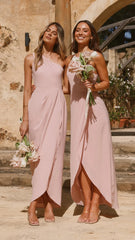 Genevieve Boat Neck Maxi Dress - Dusty Pink