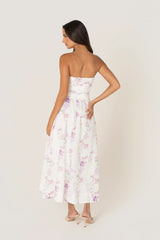 Freda White Floral Strapless Maxi Dress