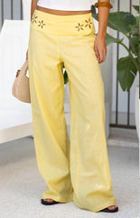 Alamara Yellow Floral Detail Wide Leg Pants Pre Order