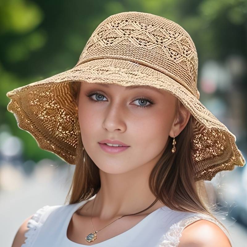 Women’S Wide-Brim Sun Hat – Foldable Elegance With Uv Protection