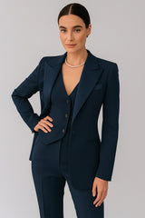 Women’S 3-Piece Suit Set – Tailored Blazer, Vest, And Slim-Fit Trousers – Elegant All-Season Outfit