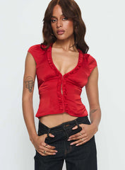 Tatianna Frill Blouse Top Red