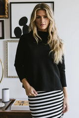Textured Mock Neck Top In Black Final Sale