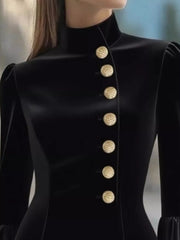 Bell Sleeve Mini Dress With Front Button